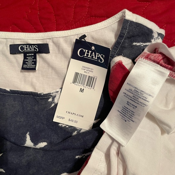 NWT 4th OF JULY CHAPS AMERICAN FLAG SHIRT MEDIUM - Picture 2 of 3